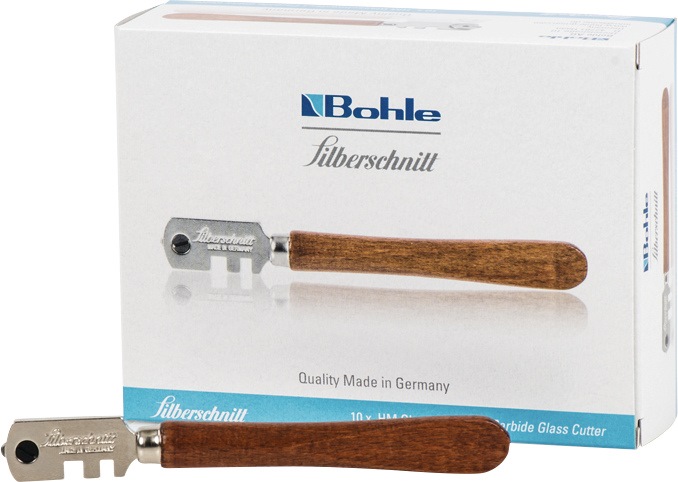 SILBERSCHNITT Glasschneider HM ® für Glasdicken von 3 - 6 mm Holzheft