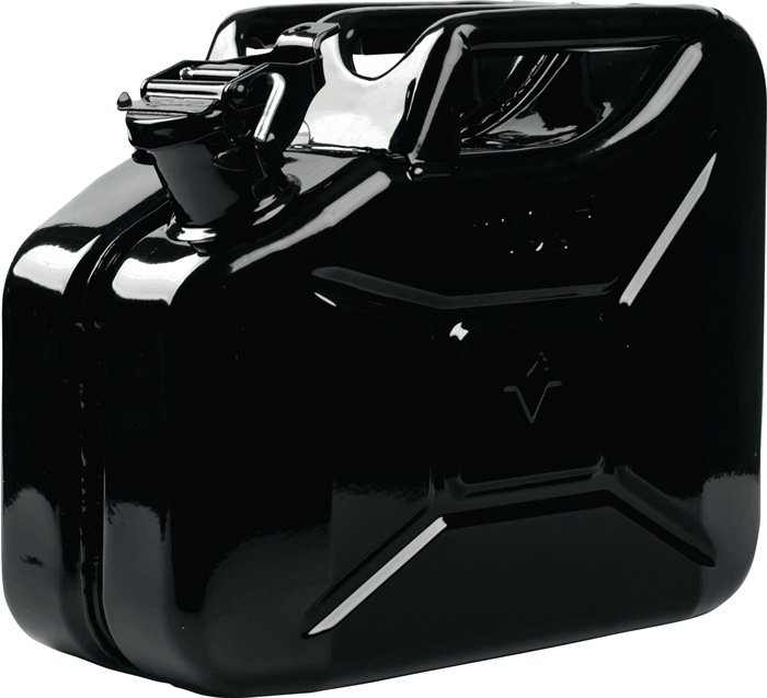 VALPRO Kraftstoffkanister 10 l Schwarz RAL 9005 Stahlblech 0,9 mm L345xB165xH275mm