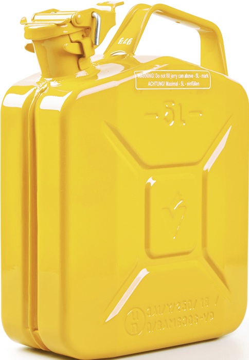 VALPRO Kraftstoffkanister 5 l Zinkgelb RAL 1018 Stahlblech 0,9 mm L230xB120xH310mm