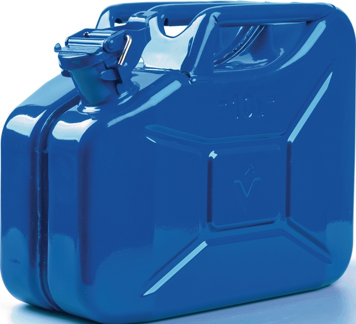 VALPRO Kraftstoffkanister 10 l Signalblau RAL 5005 Stahlblech 0,9 mm L345xB165xH275mm