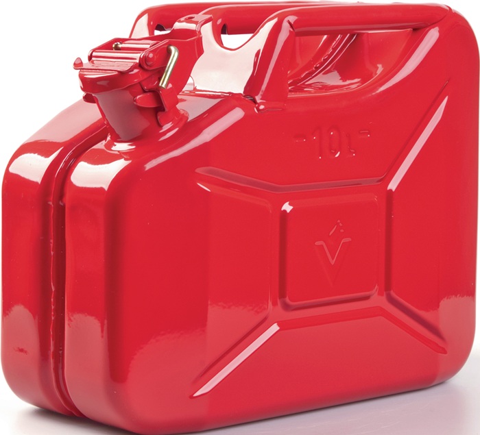 VALPRO Kraftstoffkanister 10 l Feuerrot RAL 3000 Stahlblech 0,9 mm L345xB165xH275mm