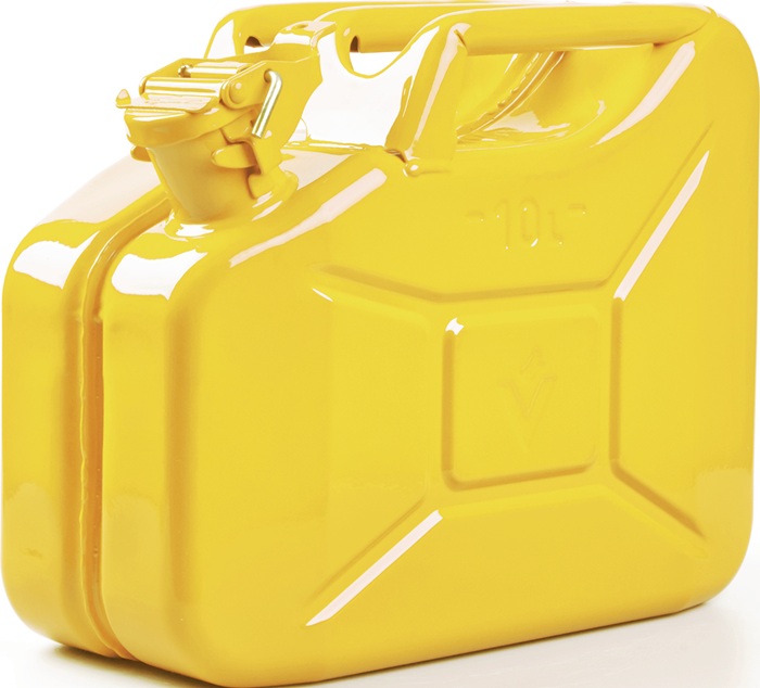 VALPRO Kraftstoffkanister 10 l Zinkgelb RAL 1018 Stahlblech 0,9 mm L345xB165xH275mm