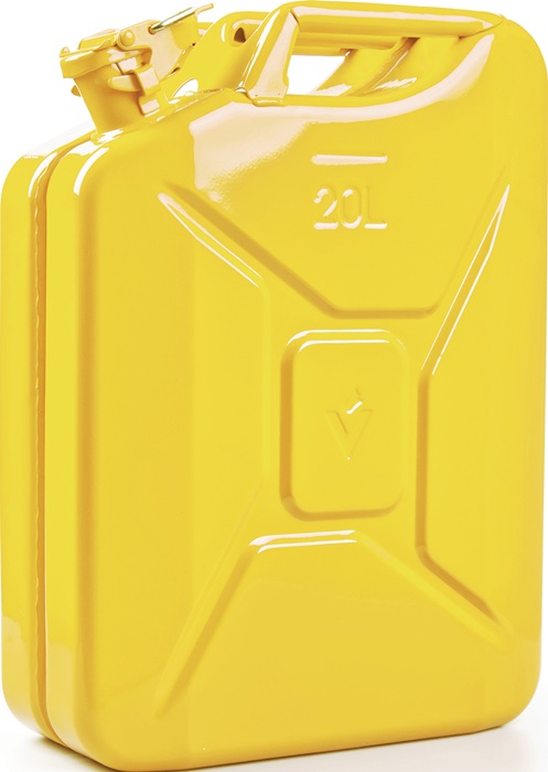 VALPRO Kraftstoffkanister 20 l Zinkgelb RAL 1018 Stahlblech 0,9 mm L345xB165xH470mm