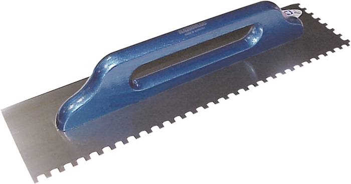 HAROMAC Schweizer Glättekelle Länge 500 mm Breite 130 mm Buchenholzgriff Zahnung 10x10 mm gehärteter Qualitätsstahl