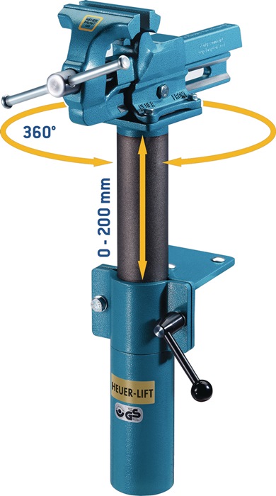 Heuer Höhenverstellgerät Lift für Backenbreite 100 mm um 360° drehbar