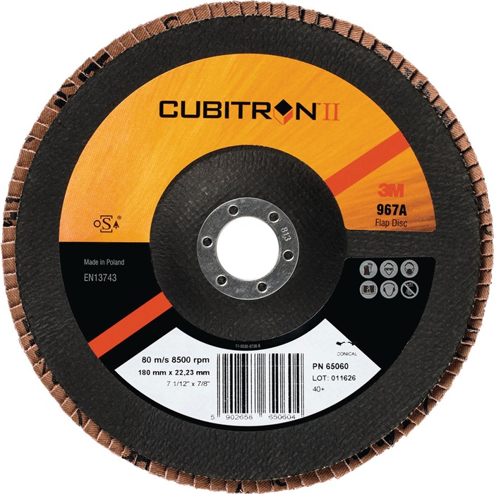 3M Fächerscheibe Cubitron™ II 967A Ø 125 mm Körnung 40+ flach INOX Keramikkorn CO