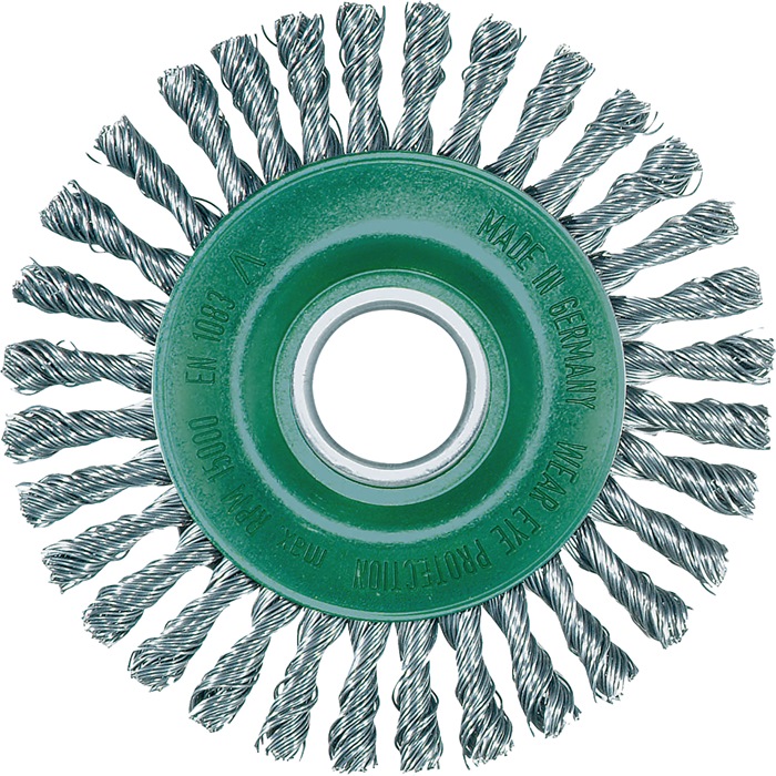 LESSMANN Rundbürste Ø 115 mm Bohrung Drahtstärke 0,5 mm Edelstahl 6 mm 15000 min-¹