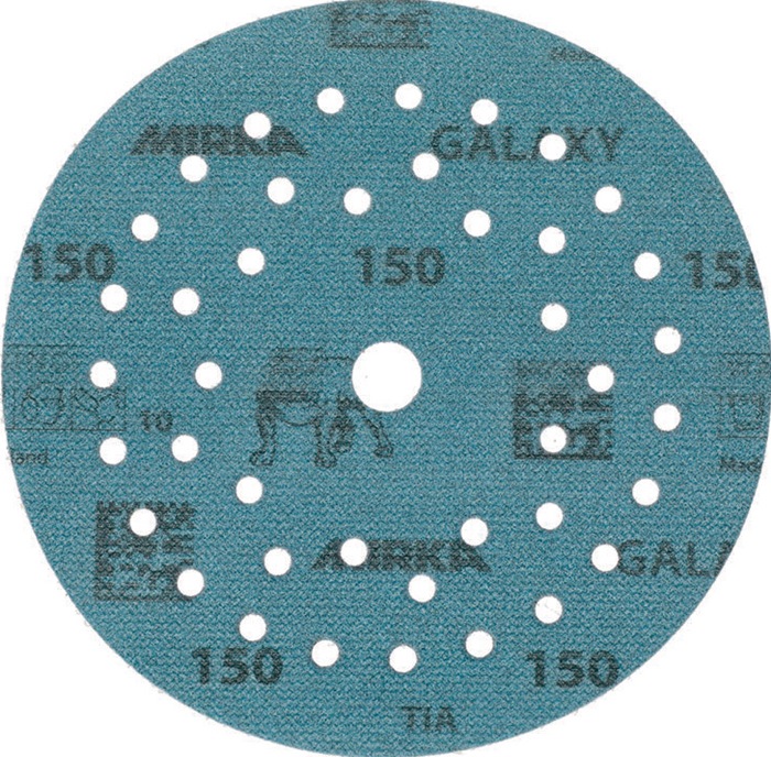 Mirka Haftschleifscheibe GALAXY Grip Multifit 125 mm Körnung 150 für Holz / Metall / Lack / Kunststoff Keramik/Korund Lochanzahl 72