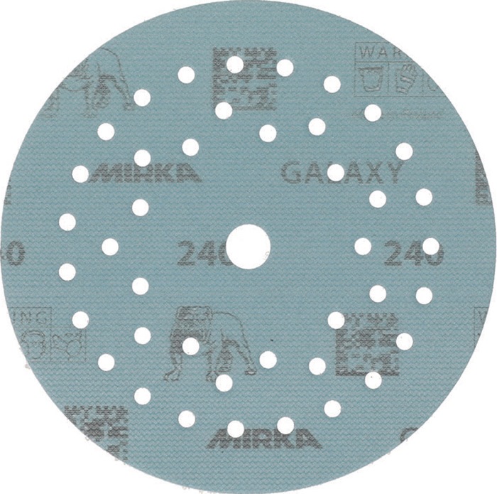 Mirka Haftschleifscheibe GALAXY Grip Multifit 125 mm Körnung 240 für Holz / Metall / Lack / Kunststoff Keramik/Korund Lochanzahl 72