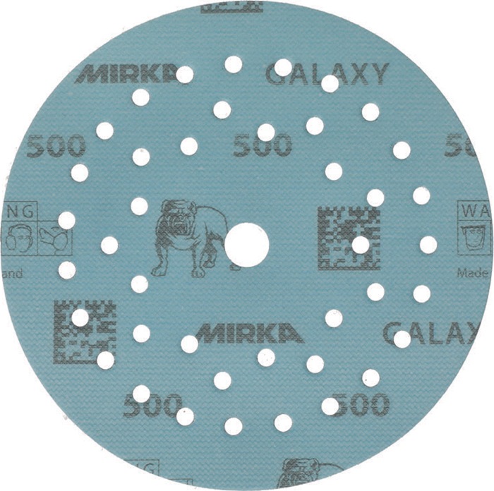 Mirka Haftschleifscheibe GALAXY Grip Multifit 125 mm Körnung 500 für Holz / Metall / Lack / Kunststoff Keramik/Korund Lochanzahl 72