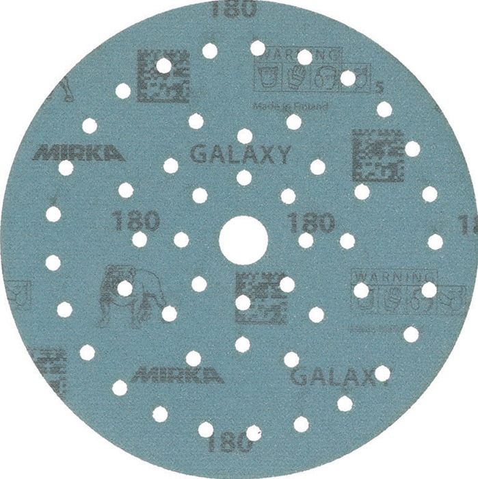 Mirka Haftschleifscheibe GALAXY Grip Multifit 150 mm Körnung 180 für Holz / Metall / Lack / Kunststoff Keramik/Korund Lochanzahl 72