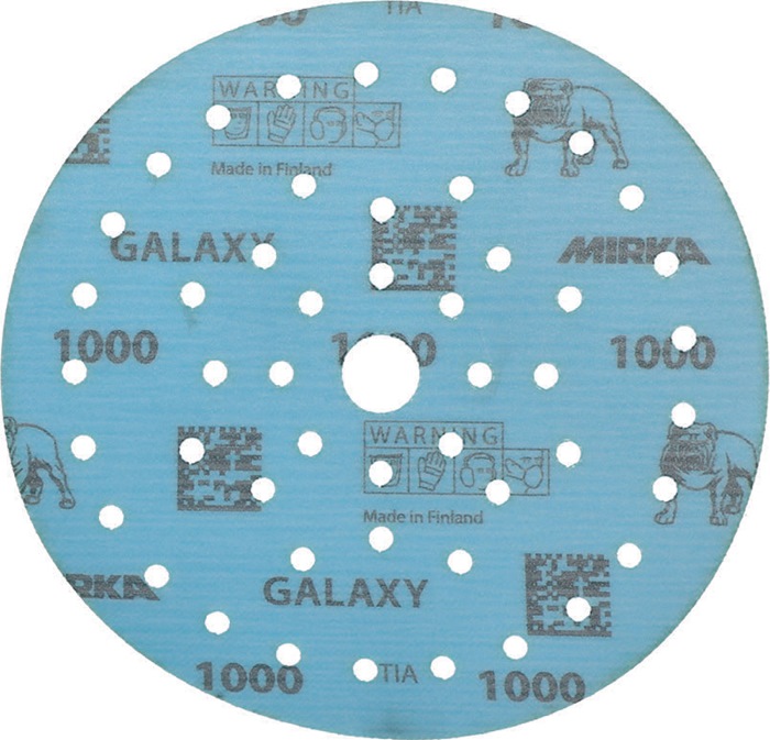 Mirka Haftschleifscheibe GALAXY Grip Multifit 150 mm Körnung 1000 für Holz / Metall / Lack / Kunststoff Keramik/Korund Lochanzahl 72