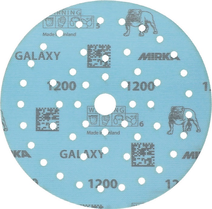 Mirka Haftschleifscheibe GALAXY Grip Multifit 150 mm Körnung 1200 für Holz / Metall / Lack / Kunststoff Keramik/Korund Lochanzahl 72