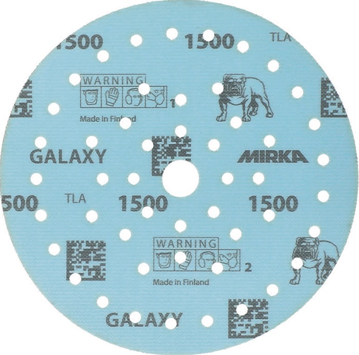 Mirka Haftschleifscheibe GALAXY Grip Multifit 150 mm Körnung 1500 für Holz / Metall / Lack / Kunststoff Keramik/Korund Lochanzahl 72