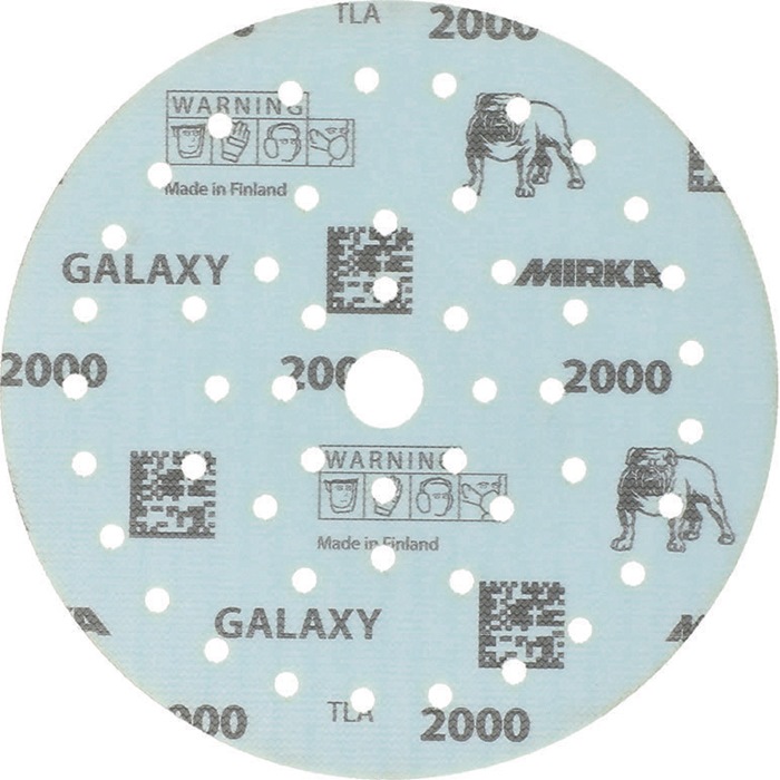 Mirka Haftschleifscheibe GALAXY Grip Multifit 150 mm Körnung 2000 für Holz / Metall / Lack / Kunststoff Keramik/Korund Lochanzahl 72