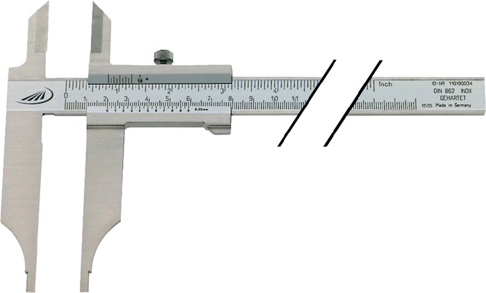 HELIOS PREISSER Werkstattmessschieber DIN 862 500 mm mit Messerspitzen Schnabellänge 150 mm