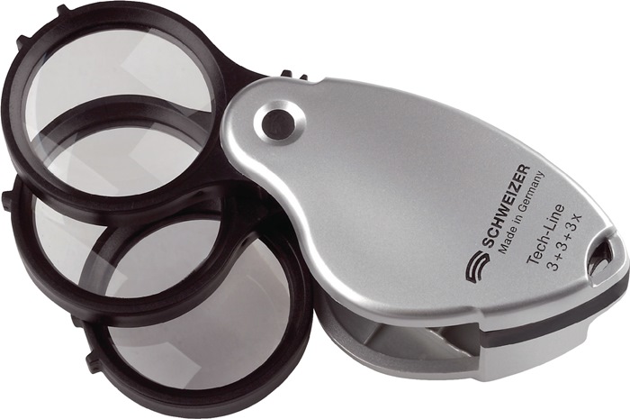 SCHWEIZER Einschlaglupe Tech-Line Vergrößerung 3x+3x+3x=9x Linsen-Ø 38 mm