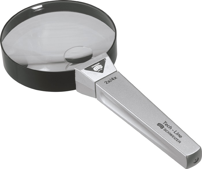 SCHWEIZER Handlupe Tech-Line Vergrößerung 2x/4x Linsen-Ø 90/20 mm