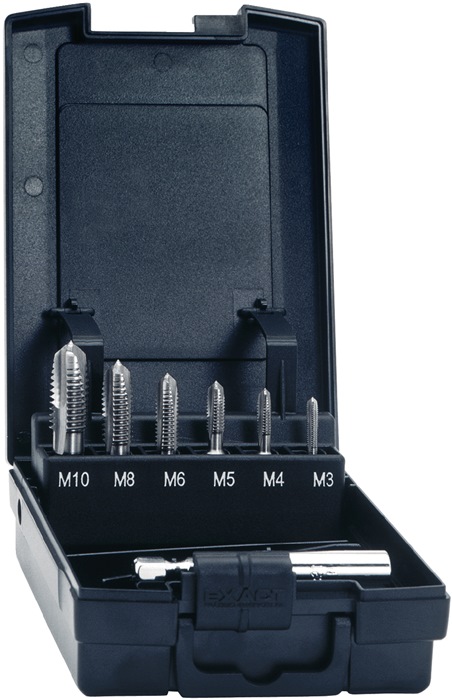 EXACT Gewindebohrerbitsatz DIN 3126 M3-M10 7-teilig HSSG Kunststoffbox