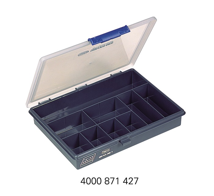 raaco Sortimentskasten B240xT195xH43mm 9 Fächer transparent dunkelblau