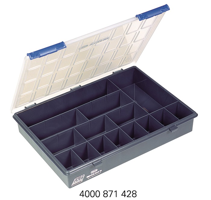 raaco Sortimentskasten B338xT261xH57mm 15 Fächer transparent dunkelblau