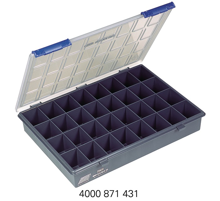raaco Sortimentskasten B338xT261xH57mm 32 Fächer transparent dunkelblau
