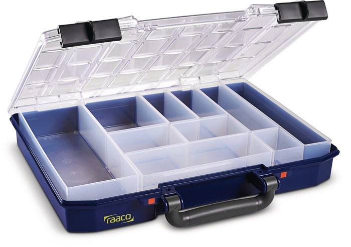 raaco Sortimentskasten CarryLite 55 4x8-10 B337xT278xH57mm 10 Fächer blau