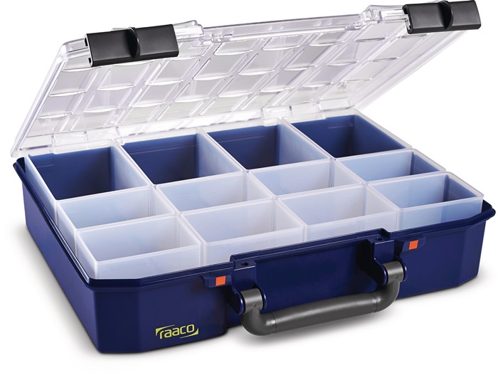 raaco Sortimentskasten CarryLite 80 4x8-12 B337xT278xH80mm 12 Fächer blau