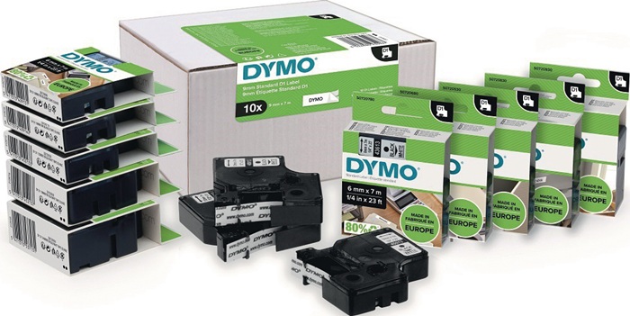 DYMO Schriftband Bandbreite 12 mm Bandlänge 7 m Standard schwarz auf rot