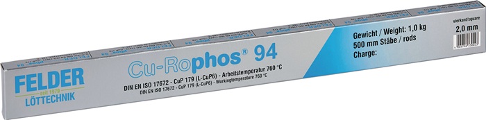 FELDER Kupferhartlot Cu-Rophos® CP203 Cu94 P6 D2xL500mm blank 1 kg