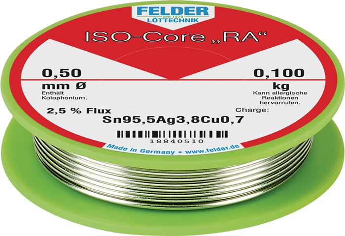 FELDER Lötdraht ISO-Core® RA 0,5 mm 100 g Sn95,5Ag3,8Cu0,7