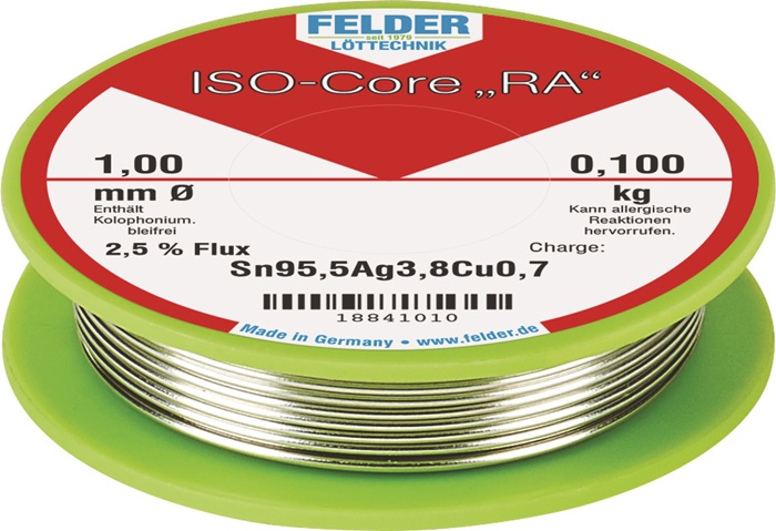 FELDER Lötdraht ISO-Core® RA 1 mm 100 g Sn95,5Ag3,8Cu0,7