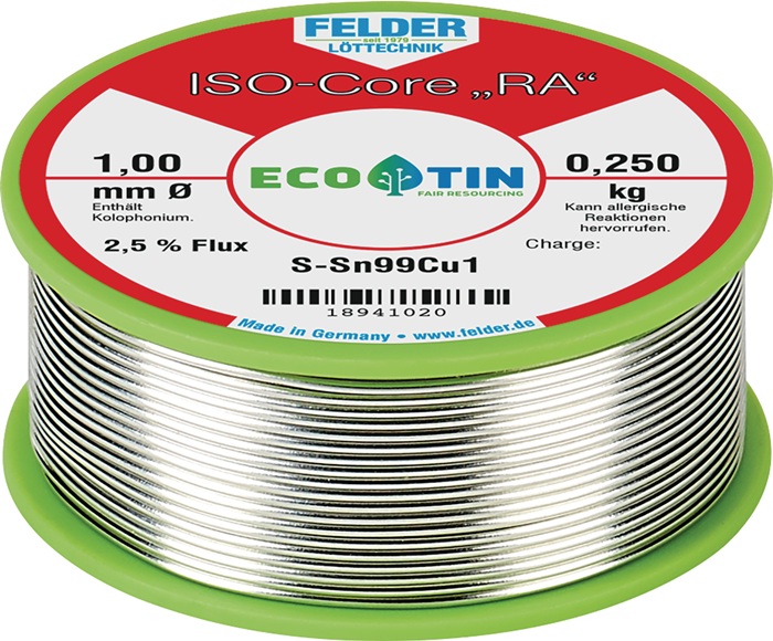 FELDER Lötdraht ISO-Core® RA 1 mm 250 g S-Sn99Cu1
