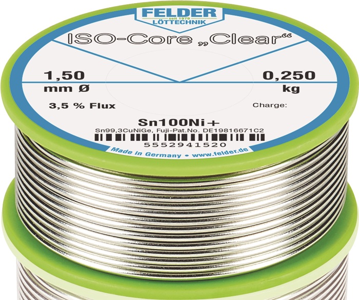FELDER Lötdraht ISO-Core® Clear 1,5 mm 250 g Sn100Ni+