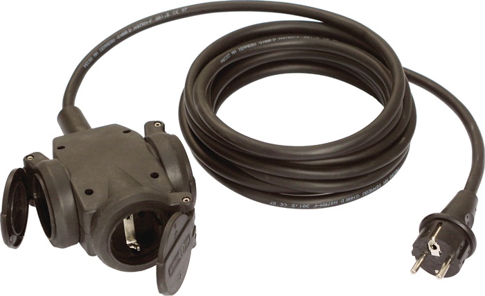 WEINGÄRTNER Schutzkontaktverlängerung 16 A 230 V 3 x 1,5 mm² 5 m H07RN-F schwarz IP44