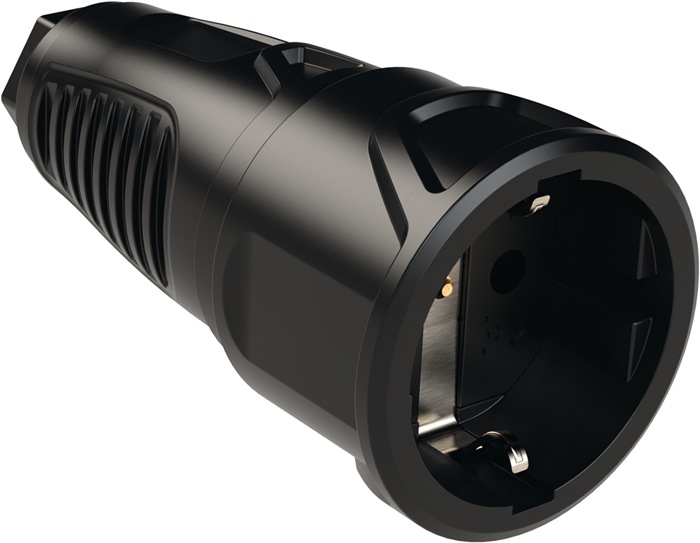 JÄGER Schutzkontaktkupplung 10-/16~ A 250 V schwarz IP20 Vollgummi