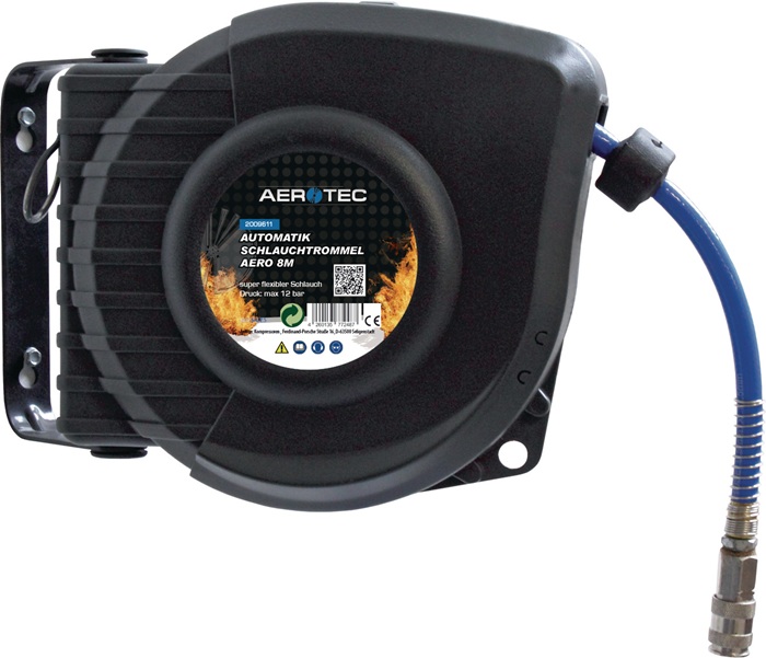 AEROTEC Druckluftschlauchtrommel Aero 8M Automatik für Druckluft Schlauchlänge 1 m Gehäuse Kunststoff schwenkbar Ausgangsanschluss 3/4 ″