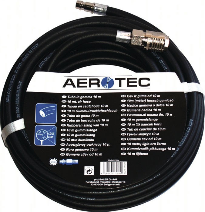 AEROTEC Druckluftschlauch Innen-Ø 13 mm Länge 10 m Kupplung DN 7,2