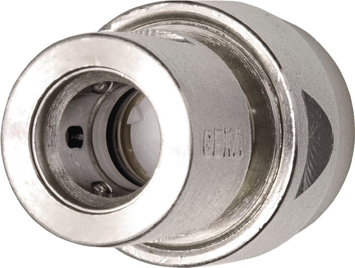 GEKA Schlauchstück Wasserstop plus Messing vernickelt Schlauchgröße 19 mm