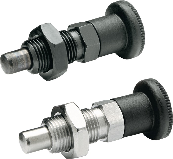 GANTER GRIFF Rastbolzen GN 817 d1 8 mm d2 M 16 x 1,5 mm l1 12 mm Stahl, ohne Rastsperre, mit Kontermutter