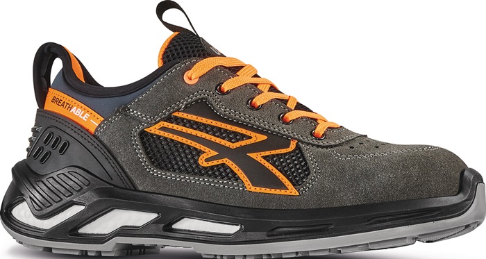 U-Power Sicherheitsschuh Ryder Größe 45 grau/orange S1PS FO SR ESD EN ISO 20345:2022 Veloursleder