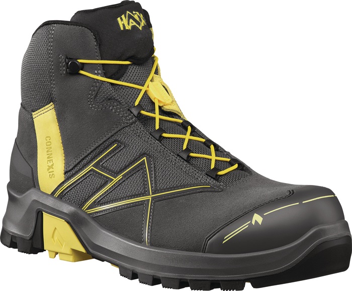 HAIX Sicherheitsstiefel CONNEXIS Safety+ Größe 11 (46) grau/gelb S3 EN ISO 20345:2011 Veloursleder/Textil 2.0-2.2