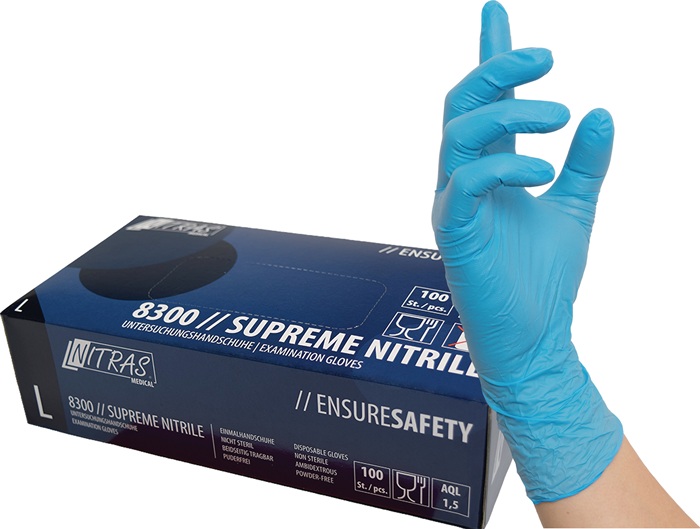 NITRAS Einweghandschuhe SUPREME NITRILE Größe XL blau Nitril EN 374 PSA-Kategorie III
