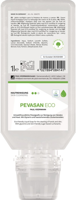 PAUL VOORMANN Handreinigung Pevasan ECO 1 l ph-hautneutral Softflasche