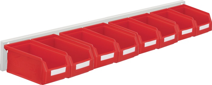 RasterPlan Sichtlagerkastenset H100xB920xT180mm Stahlblech/Polyethylen Kunststoffbeschichtung rot 8 x Gr. 7 rot
