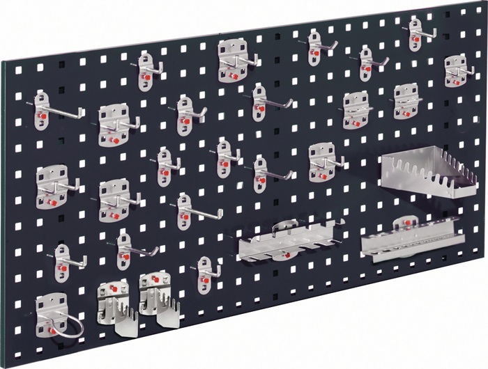 RasterPlan Lochplatte B450xL1000mm anthrazitgrau, RAL 7016 28 tlg.