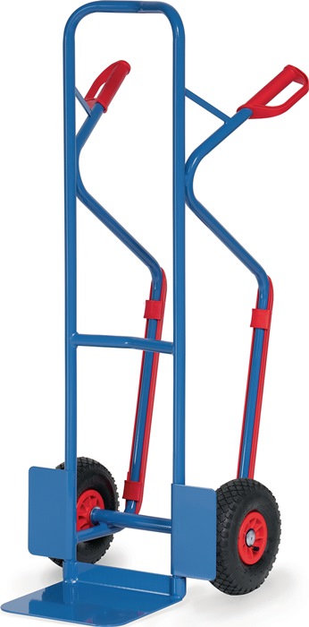 FETRA Stapelkarre Höhe 1300 mm Schaufel-L250xB320mm Luft-Bereifung Tragfähigkeit 300 kg brillantblau, RAL 5007
