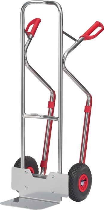 FETRA Stapelkarre Höhe 1300 mm Schaufel-L250xB320mm Luft-Bereifung Tragfähigkeit 200 kg alufarben