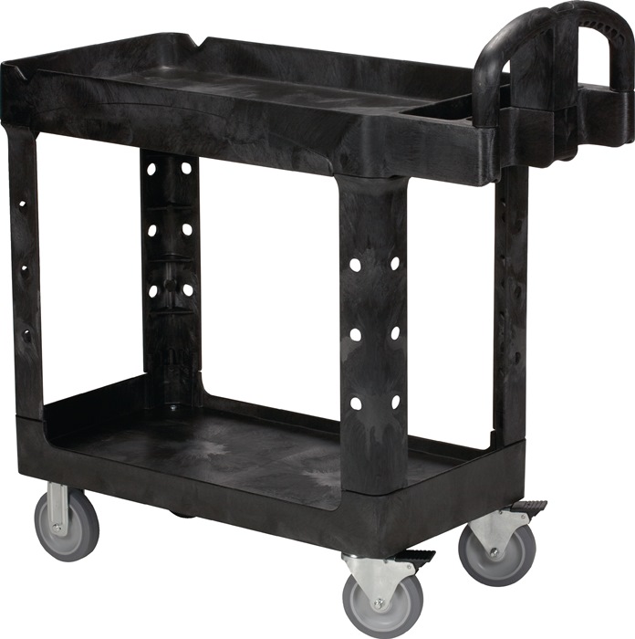 Rubbermaid Tischwagen 2 Ladeflächen L770xB420mm schwarz Trgf.226 kg Holme/Ladefläche PP