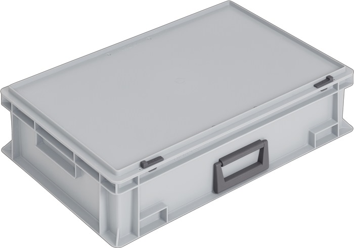 Lockweiler Kunststoffkoffer L600xB400xH163 mm PP 1 Griff Schiebeverschluss grau 33 l